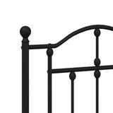 Metal Bed Frame without Mattress with Headboard Black 200x200cm