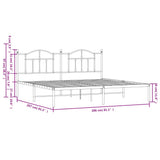 Metal Bed Frame without Mattress with Headboard Black 200x200cm
