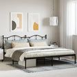 Metal Bed Frame without Mattress with Headboard Black 200x200cm - Heavenlybeds