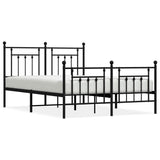 Metal Bed Frame without Mattress with Footboard Black 150x200cm