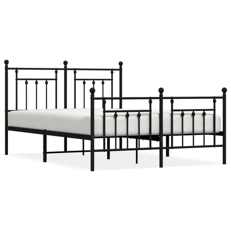Metal Bed Frame without Mattress with Footboard Black 150x200cm