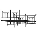Metal Bed Frame without Mattress with Footboard Black 150x200cm