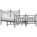 Metal Bed Frame without Mattress with Footboard Black 150x200cm