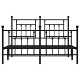 Metal Bed Frame without Mattress with Footboard Black 150x200cm