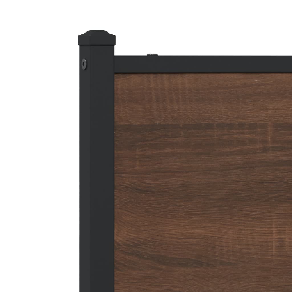 Metal Bed Frame without Mattress Brown Oak 90x190 cm Single