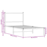 Metal Bed Frame without Mattress Brown Oak 90x190 cm Single