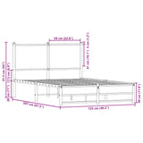 Metal Bed Frame without Mattress Smoked Oak 120x200 cm