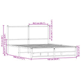 Metal Bed Frame without Mattress Smoked Oak 137x190 cm