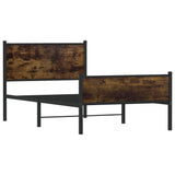 Metal Bed Frame without Mattress Smoked Oak 100x200 cm