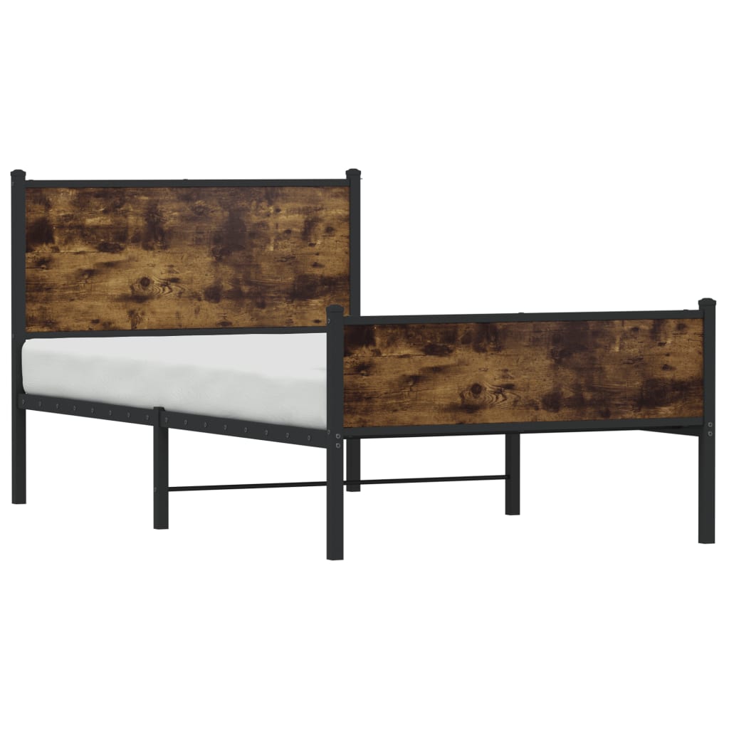 Metal Bed Frame without Mattress Smoked Oak 100x200 cm