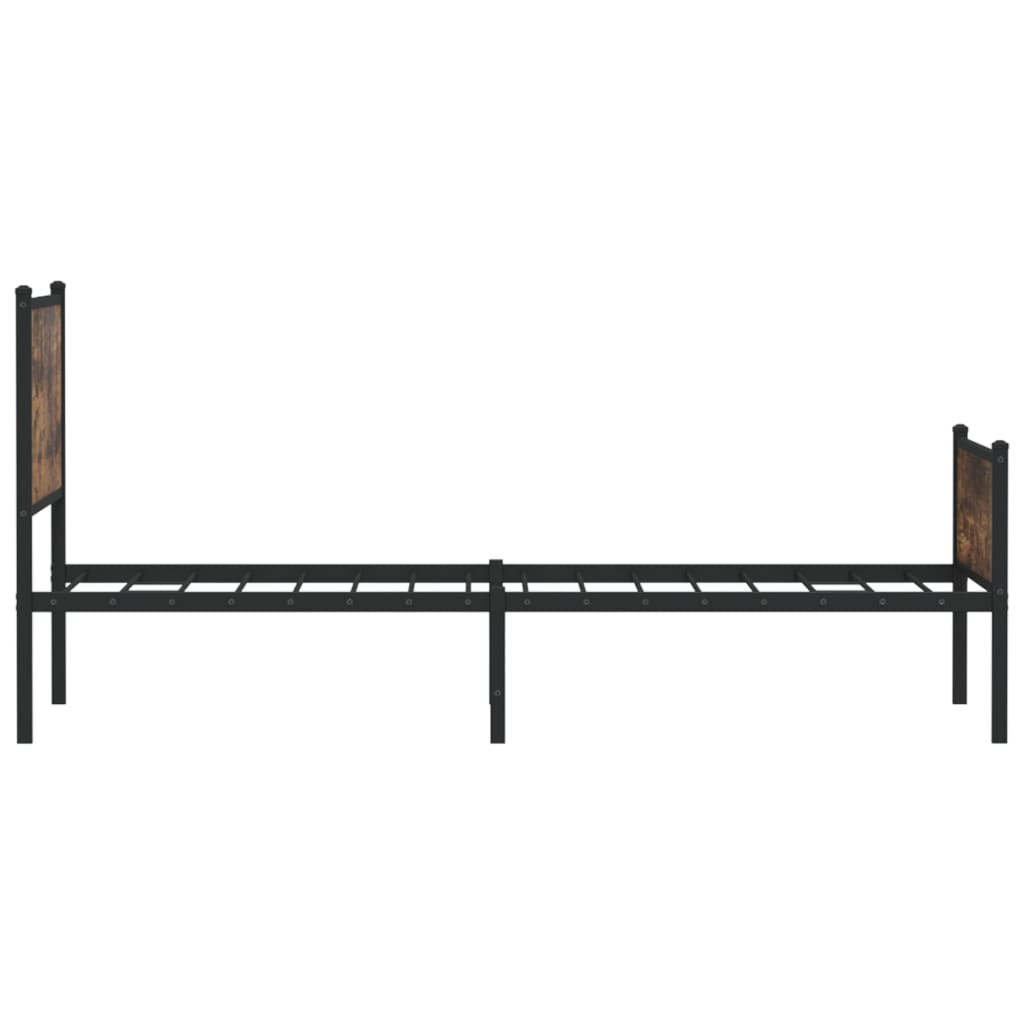 Metal Bed Frame without Mattress Smoked Oak 100x200 cm