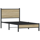 Metal Bed Frame without Mattress Sonoma Oak 75x190 cm Small Single