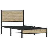 Metal Bed Frame without Mattress Sonoma Oak 90x200 cm