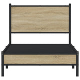 Metal Bed Frame without Mattress Sonoma Oak 90x200 cm