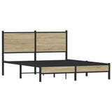 Metal Bed Frame without Mattress Sonoma Oak 137x190 cm