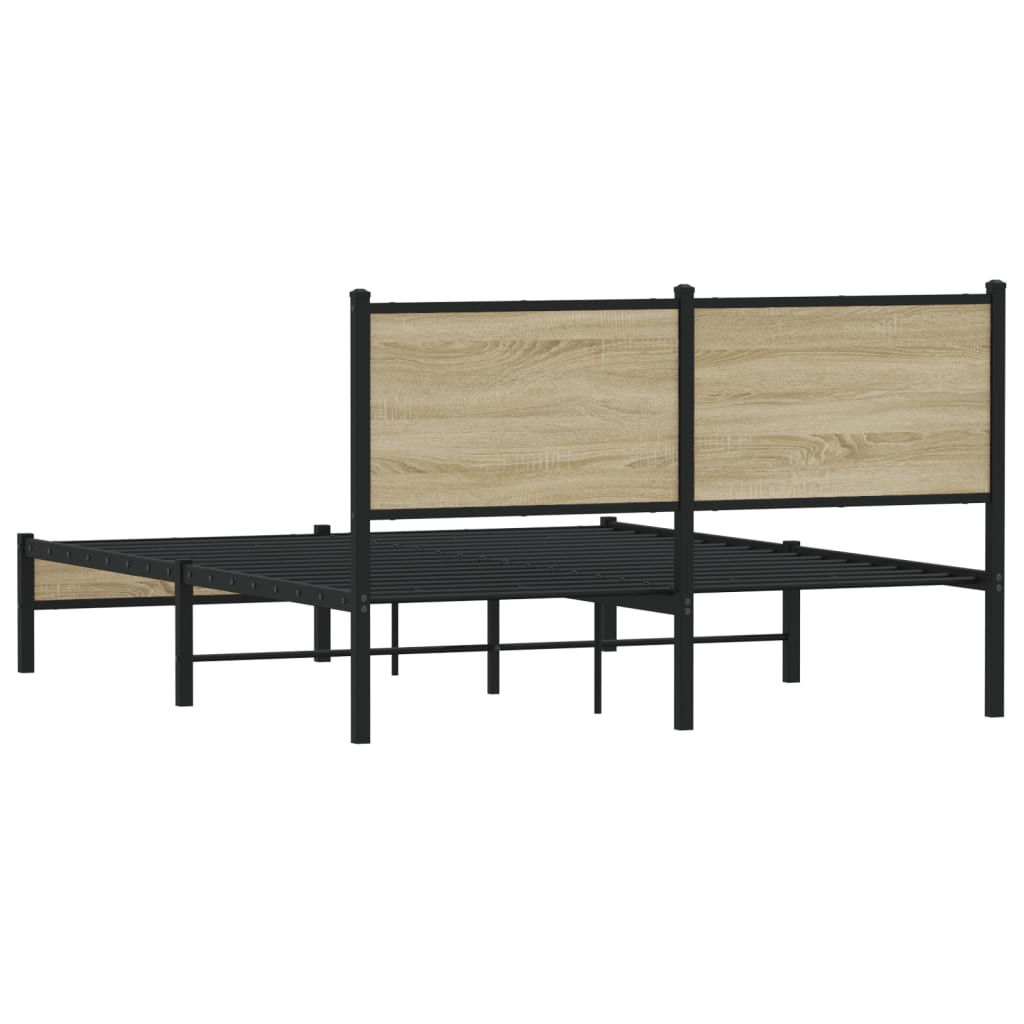 Metal Bed Frame without Mattress Sonoma Oak 137x190 cm