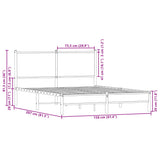 Metal Bed Frame without Mattress Sonoma Oak 150x200 cm King Size