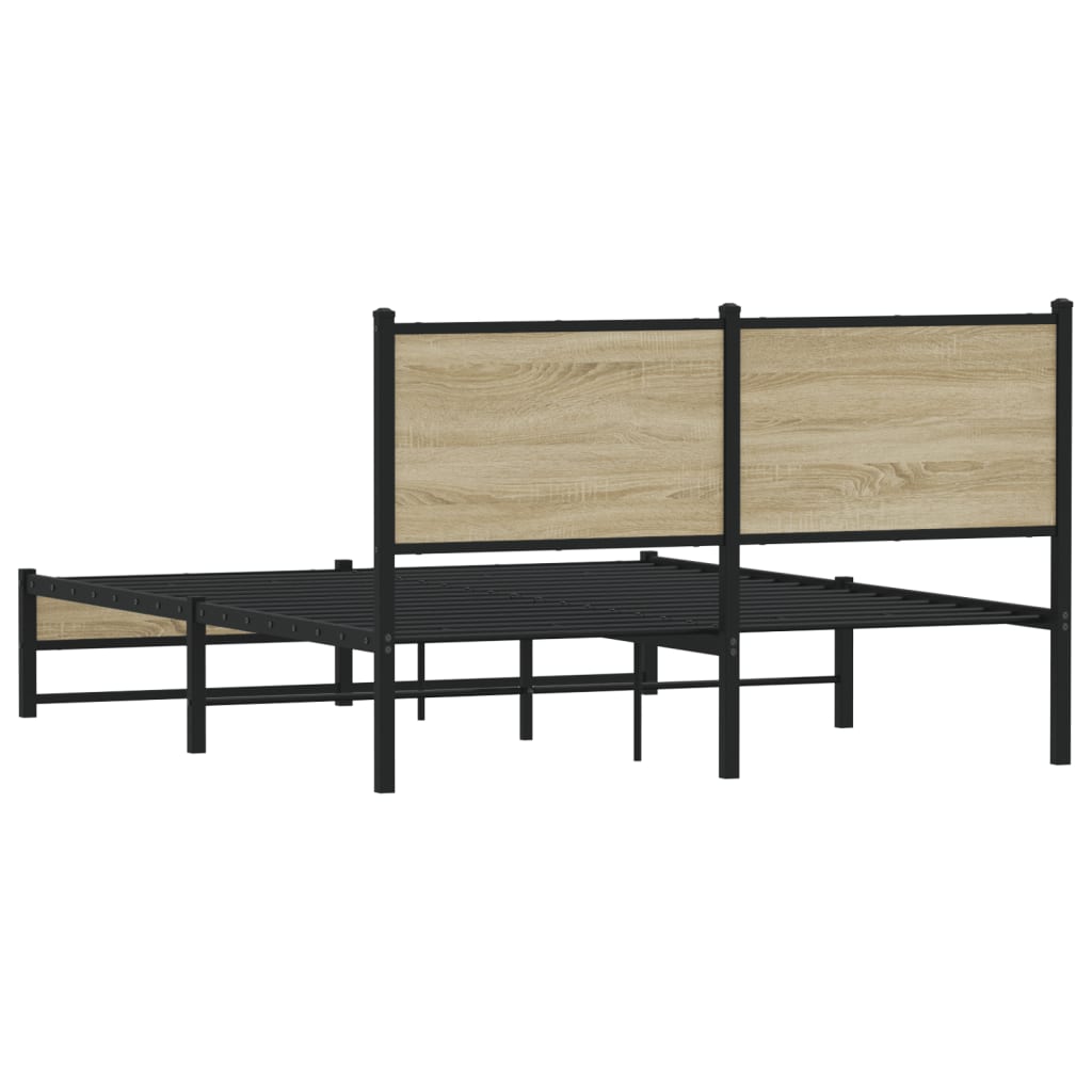 Metal Bed Frame without Mattress Sonoma Oak 140x190 cm
