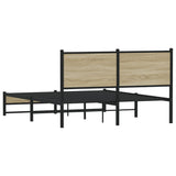 Metal Bed Frame without Mattress Sonoma Oak 140x190 cm