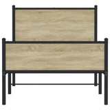 Metal Bed Frame without Mattress Sonoma Oak 75x190 cm Small Single