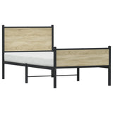 Metal Bed Frame without Mattress Sonoma Oak 90x200 cm