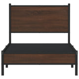 Metal Bed Frame without Mattress Brown Oak 75x190 cm Small Single