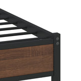 Metal Bed Frame without Mattress Brown Oak 75x190 cm Small Single