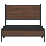 Metal Bed Frame without Mattress Brown Oak 100x190 cm