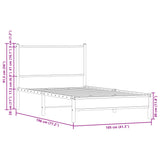 Metal Bed Frame without Mattress Brown Oak 100x190 cm