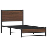Metal Bed Frame without Mattress Brown Oak 75x190 cm Small Single