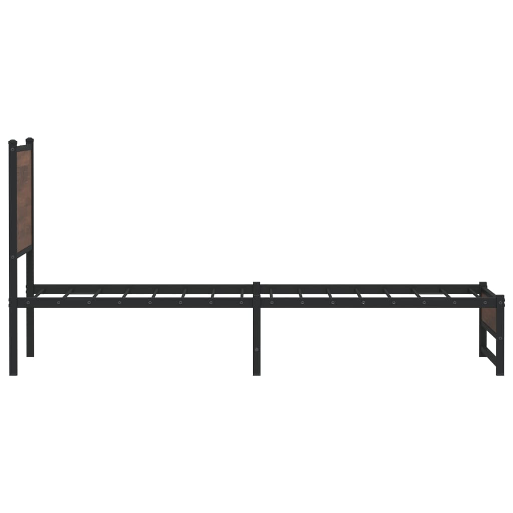 Metal Bed Frame without Mattress Brown Oak 75x190 cm Small Single