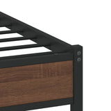 Metal Bed Frame without Mattress Brown Oak 75x190 cm Small Single