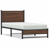 Metal Bed Frame without Mattress Brown Oak 90x200 cm