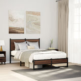 Metal Bed Frame without Mattress Brown Oak 120x200 cm
