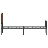 Metal Bed Frame without Mattress Brown Oak 75x190 cm Small Single