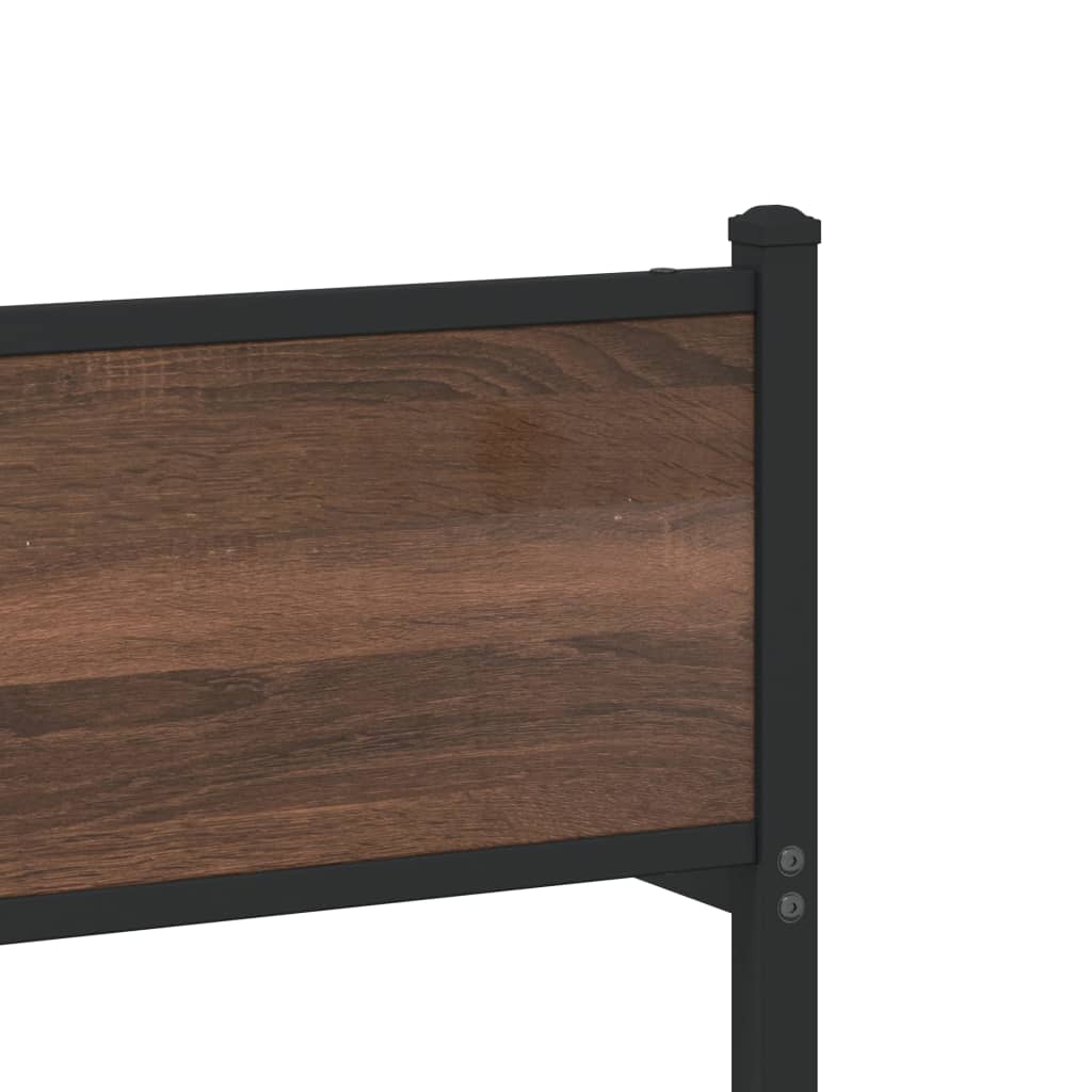 Metal Bed Frame without Mattress Brown Oak 75x190 cm Small Single