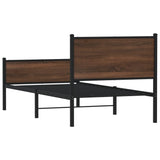 Metal Bed Frame without Mattress Brown Oak 90x200 cm