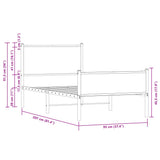 Metal Bed Frame without Mattress Brown Oak 90x200 cm