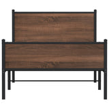 Metal Bed Frame without Mattress Brown Oak 100x190 cm