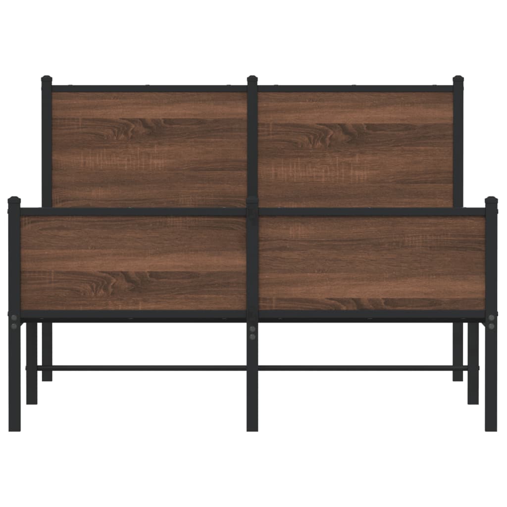 Metal Bed Frame without Mattress Brown Oak 120x190 cm Small Double