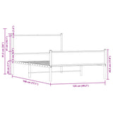 Metal Bed Frame without Mattress Brown Oak 120x190 cm Small Double