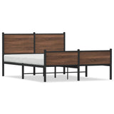 Metal Bed Frame without Mattress Brown Oak 140x200 cm