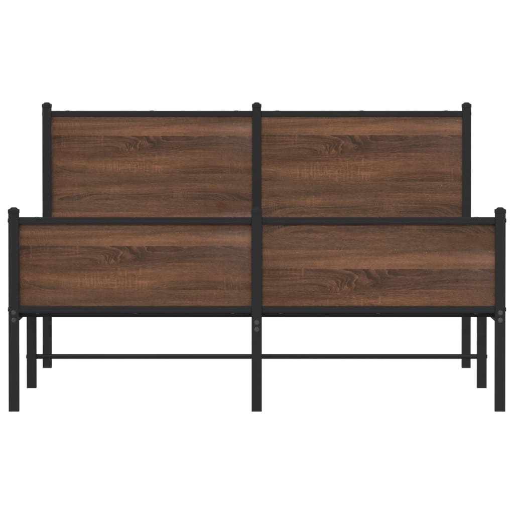 Metal Bed Frame without Mattress Brown Oak 140x200 cm