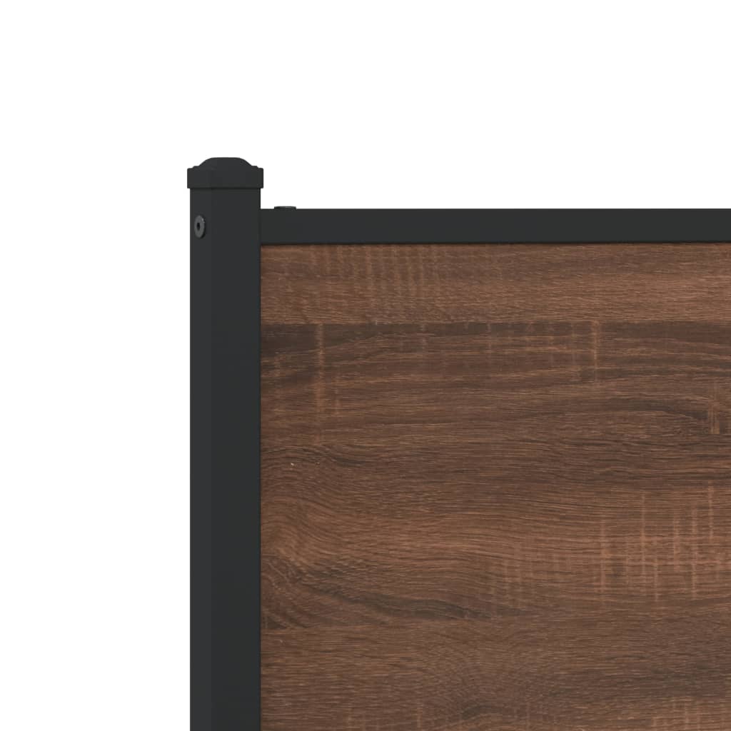 Metal Bed Frame without Mattress Brown Oak 140x200 cm