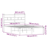 Metal Bed Frame without Mattress Smoked Oak 140x190 cm