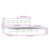 Metal Bed Frame without Mattress Smoked Oak 183x213 cm