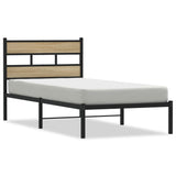 Metal Bed Frame without Mattress Sonoma Oak 100x200 cm