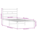 Metal Bed Frame without Mattress Sonoma Oak 100x200 cm