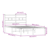 Metal Bed Frame without Mattress Sonoma Oak 140x200 cm