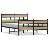 Metal Bed Frame without Mattress Sonoma Oak 140x200 cm